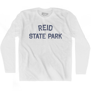 Maine Reid State Park Adult Cotton Long Sleeve Vintage T-shirt - White Maine Reid State Park Adult Cotton Long Sleeve Vintage T-shirt - White