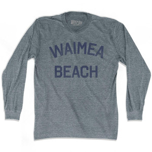 Hawaii Waimea Beach Adult Tri-Blend Long Sleeve Vintage T-shirt-Athletic Grey Hawaii Waimea Beach Adult Tri-Blend Long Sleeve Vintage T-shirt-Athletic Grey