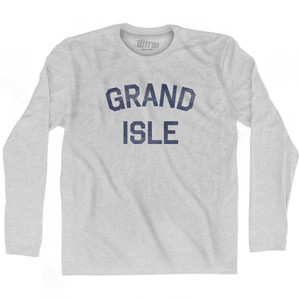 Louisiana Grand Isle Adult Cotton Long Sleeve Vintage T-shirt-Grey Heather Louisiana Grand Isle Adult Cotton Long Sleeve Vintage T-shirt-Grey Heather