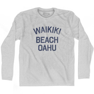 Hawaii Waikiki Beach Oahu Adult Cotton Long Sleeve Vintage T-shirt - Grey Heather Hawaii Waikiki Beach Oahu Adult Cotton Long Sleeve Vintage T-shirt - Grey Heather
