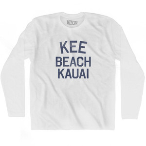 Hawaii Kee Beach Kauai Adult Cotton Long Sleeve Vintage T-shirt - White Hawaii Kee Beach Kauai Adult Cotton Long Sleeve Vintage T-shirt - White