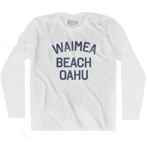 Hawaii Waimea Beach Oahu Adult Cotton Long Sleeve Vintage T-shirt - White Hawaii Waimea Beach Oahu Adult Cotton Long Sleeve Vintage T-shirt - White