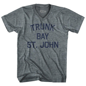 U.S. Virgin Islands Trunk Bay, St. John Adult Tri-Blend V-neck Vintage T-shirt - Athletic Grey