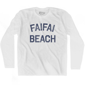 Guam Faifai Beach Adult Cotton Long Sleeve Vintage T-shirt - White
