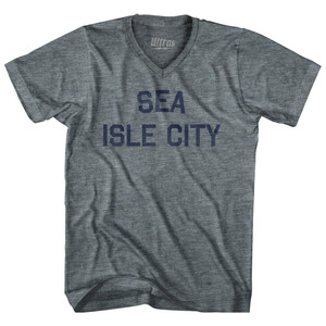 New Jersey Sea Isle City Adult Tri-Blend V-neck Vintage T-shirt - Athletic Grey New Jersey Sea Isle City Adult Tri-Blend V-neck Vintage T-shirt - Athletic Grey