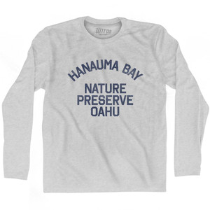 Hawaii Hanauma Bay Preserve Oahu Adult Cotton Long Sleeve Vintage T-shirt-Grey Heather Hawaii Hanauma Bay Preserve Oahu Adult Cotton Long Sleeve Vintage T-shirt-Grey Heather