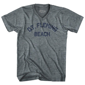 D.T.Fleming Beach Adult Tri-Blend V-neck Vintage T-shirt - Athletic Grey