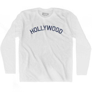 Florida Hollywood Adult Cotton Long Sleeve Vintage T-shirt - White Florida Hollywood Adult Cotton Long Sleeve Vintage T-shirt - White