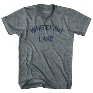 Montana Whitefish Lake Adult Tri-Blend V-neck Vintage T-shirt - Athletic Grey Montana Whitefish Lake Adult Tri-Blend V-neck Vintage T-shirt - Athletic Grey