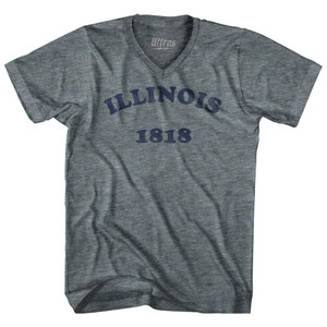 Illinois State 1818 Adult Tri-Blend V-neck Vintage T-shirt - Athletic Grey Illinois State 1818 Adult Tri-Blend V-neck Vintage T-shirt - Athletic Grey