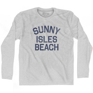 Florida Sunny Isles Beach Adult Cotton Long Sleeve Vintage T-shirt - Grey Heather