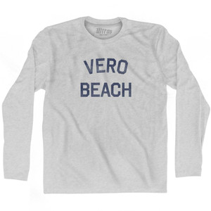 Florida Vero Beach Adult Cotton Long Sleeve Vintage T-shirt - Grey Heather