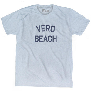 Florida Vero Beach Adult Tri-Blend Vintage T-shirt - Athletic White