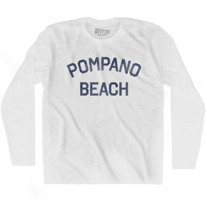 Florida Pompano Beach Adult Cotton Long Sleeve Vintage T-shirt - White