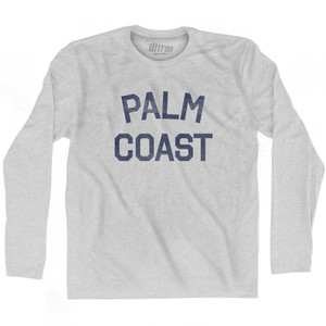 Florida Palm Coast Adult Cotton Long Sleeve Vintage T-shirt-Grey Heather