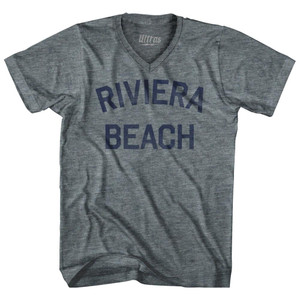 Florida Riviera Beach Adult Tri-Blend V-neck Vintage T-shirt - Athletic Grey