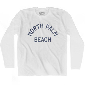 Florida North Palm Beach Adult Cotton Long Sleeve Vintage T-shirt - White Florida North Palm Beach Adult Cotton Long Sleeve Vintage T-shirt - White