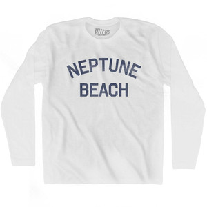 Florida Neptune Beach Adult Cotton Long Sleeve Vintage T-shirt - White