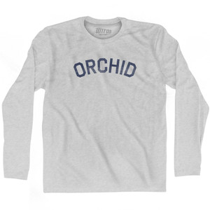 Florida Orchid Adult Cotton Long Sleeve Vintage T-shirt - Grey Heather Florida Orchid Adult Cotton Long Sleeve Vintage T-shirt - Grey Heather