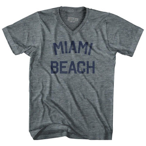 Florida Miami Beach Adult Tri-Blend V-neck Vintage T-shirt - Athletic Grey Florida Miami Beach Adult Tri-Blend V-neck Vintage T-shirt - Athletic Grey