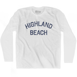Florida Highland Beach Adult Cotton Long Sleeve Vintage T-shirt-White