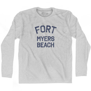 Florida Fort Myers Beach Adult Cotton Long Sleeve Vintage T-shirt - Grey Heather