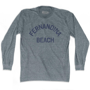 Florida Fernandina Beach Adult Tri-Blend Long Sleeve Vintage T-shirt - Athletic Grey