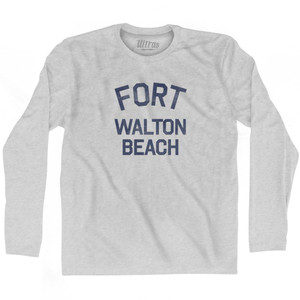 Florida Fort Walton Beach Adult Cotton Long Sleeve Vintage T-shirt - Grey Heather