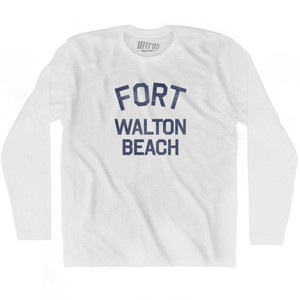Florida Fort Walton Beach Adult Cotton Long Sleeve Vintage T-shirt - White Florida Fort Walton Beach Adult Cotton Long Sleeve Vintage T-shirt - White