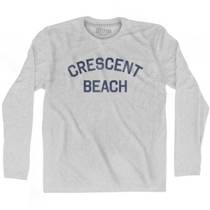 Florida Crescent Beach Adult Cotton Long Sleeve Vintage T-shirt - Grey Heather