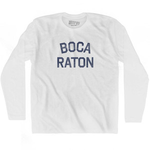 Florida Boca Raton Adult Cotton Long Sleeve Vintage T-shirt - White Florida Boca Raton Adult Cotton Long Sleeve Vintage T-shirt - White