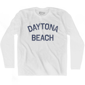 Florida Daytona Beach Adult Cotton Long Sleeve Vintage T-shirt - White Florida Daytona Beach Adult Cotton Long Sleeve Vintage T-shirt - White