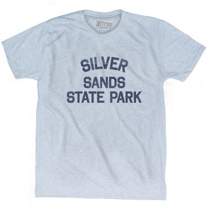 Connecticut Silver Sands State Park Adult Tri-Blend Vintage T-shirt - Athletic White