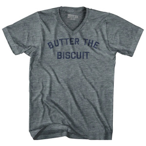 Butter The Biscuit Adult Tri-Blend V-neck T-shirt - Athletic Grey Butter The Biscuit Adult Tri-Blend V-neck T-shirt - Athletic Grey