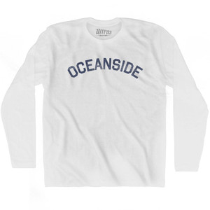California Oceanside Adult Cotton Long Sleeve Vintage T-shirt - White