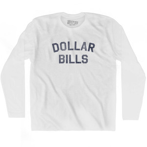 Dollar Bills Adult Cotton Long Sleeve T-shirt - White