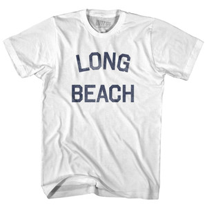California Long Beach Womens Cotton Junior Cut Vintage T-shirt - White