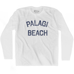 American Samoa Palagi Beach Adult Cotton Long Sleeve Vintage T-shirt - White