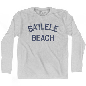 American Samoa Sa'ilele Beach Adult Cotton Long Sleeve Vintage T-shirt - Grey Heather