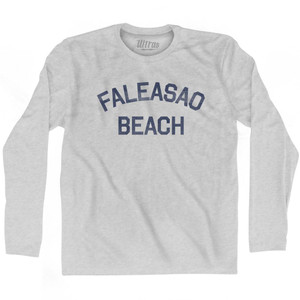 American Samoa Faleasao Beach Adult Cotton Long Sleeve Vintage T-shirt - Grey Heather