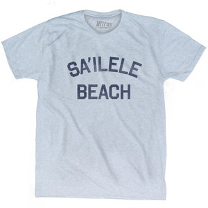 American Samoa Sa'ilele Beach Adult Tri-Blend Vintage T-shirt - Athletic White