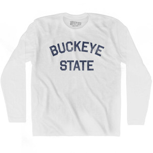 Ohio Buckeye State Nickname Adult Cotton Long Sleeve T-shirt - White Ohio Buckeye State Nickname Adult Cotton Long Sleeve T-shirt - White