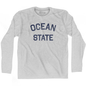 Rhode Island Ocean State Nickname Adult Cotton Long Sleeve T-shirt - Grey Heather Rhode Island Ocean State Nickname Adult Cotton Long Sleeve T-shirt - Grey Heather