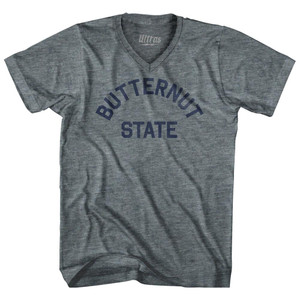 Tennessee Butternut State Nickname Adult Tri-Blend V-neck T-shirt-Athletic Grey Tennessee Butternut State Nickname Adult Tri-Blend V-neck T-shirt-Athletic Grey
