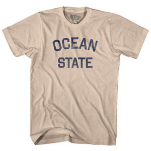 Rhode Island Ocean State Nickname Adult Cotton T-shirt-Creme Rhode Island Ocean State Nickname Adult Cotton T-shirt-Creme
