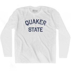 Pennsylvania Quaker State Nickname Adult Cotton Long Sleeve T-shirt - White Pennsylvania Quaker State Nickname Adult Cotton Long Sleeve T-shirt - White