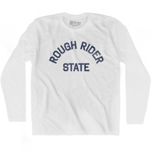 North Dakota Rough Rider State Nickname Adult Cotton Long Sleeve T-shirt - White North Dakota Rough Rider State Nickname Adult Cotton Long Sleeve T-shirt - White