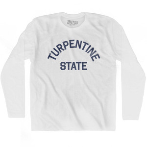 North Carolina Turpentine State Nickname Adult Cotton Long Sleeve T-shirt - White North Carolina Turpentine State Nickname Adult Cotton Long Sleeve T-shirt - White