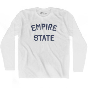 New York Empire State Nickname Adult Cotton Long Sleeve T-shirt - White New York Empire State Nickname Adult Cotton Long Sleeve T-shirt - White