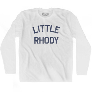 Rhode Island Little Rhody Nickname Adult Cotton Long Sleeve T-shirt - White